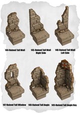 Ramparts & Ruins Tiles Ruined Tall Wall Pack (RR 144 to RR 149) | Set of 6 - Tabletop RPG & D&D miniature. Perfect for wargaming & collectors