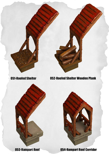 Ramparts & Ruins Tiles Shelters & Rampart Roof Pack (RR 051 to RR 054) | Set of 4 - Tabletop RPG & D&D miniature. Perfect for wargaming & collectors