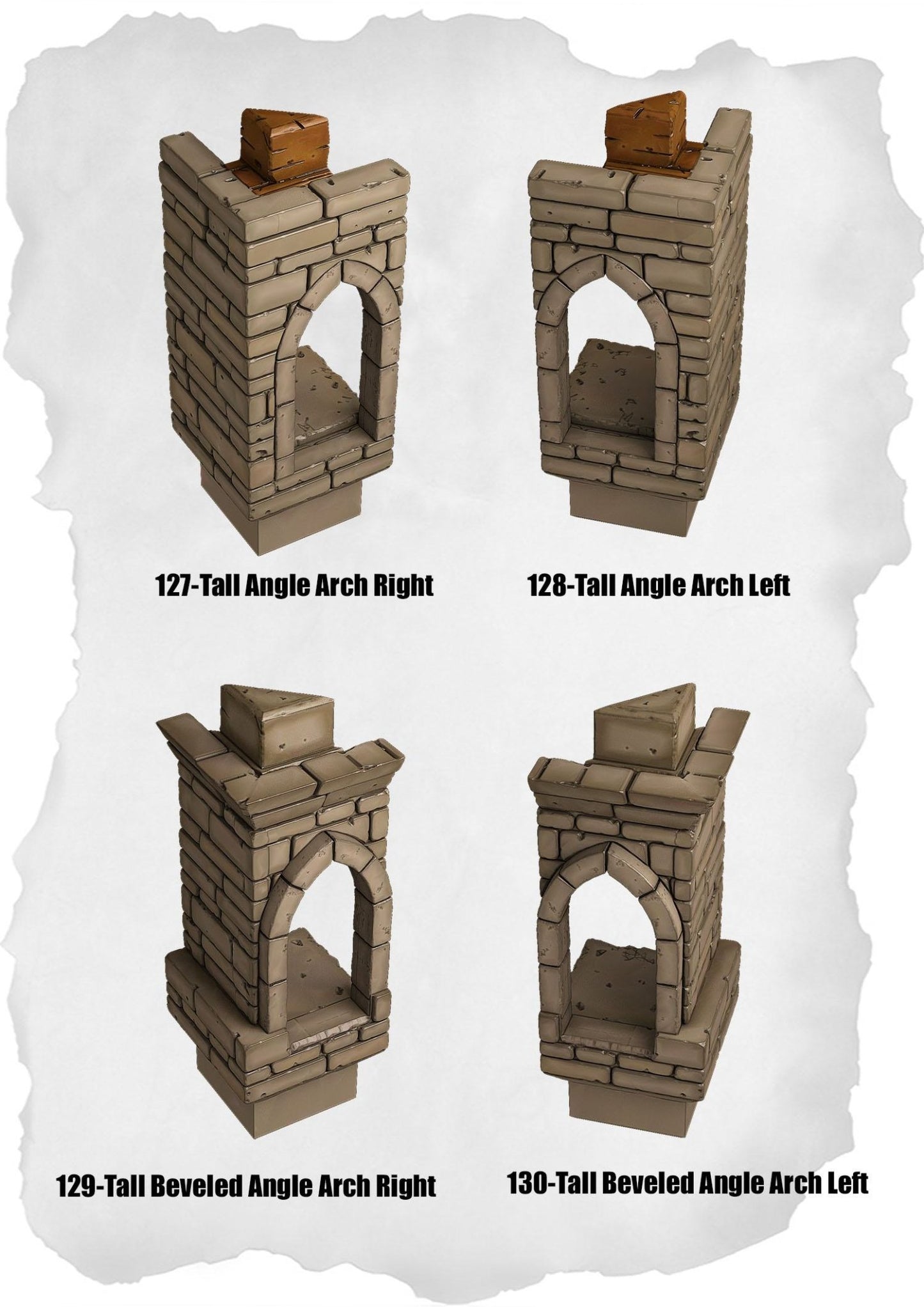 Ramparts & Ruins Tiles Tall Angle Arch Pack (RR 127 to RR 130) - Set of 4 - 