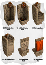 Ramparts & Ruins Tiles Tall Angle Stairs Pack (RR 109 to RR 114) | Set of 6 - Tabletop RPG & D&D miniature. Perfect for wargaming & collectors