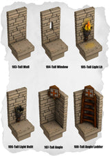 Ramparts & Ruins Tiles Tall Wall & Angle Pack (RR 103 to RR 108) | Set of 6 - Tabletop RPG & D&D miniature. Perfect for wargaming & collectors