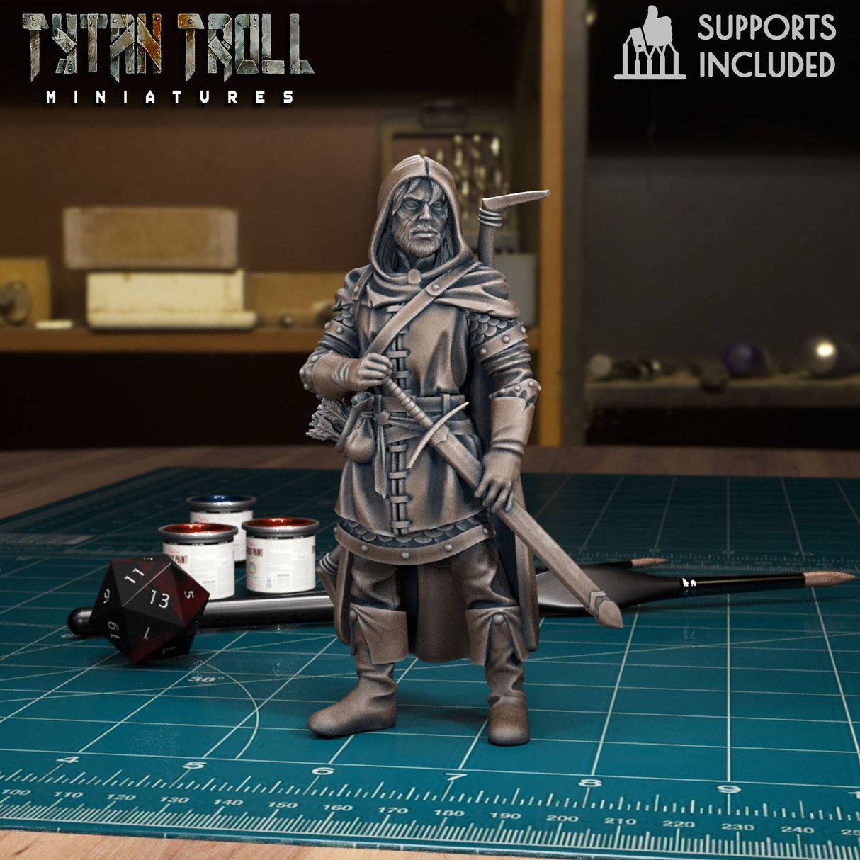 Ranger Heroes Miniature | F - Tabletop RPG & D&D miniature. Perfect for wargaming & collectors