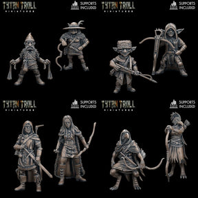 Ranger Heroes Miniature | set of 8 - Tabletop RPG & D&D miniature. Perfect for wargaming & collectors
