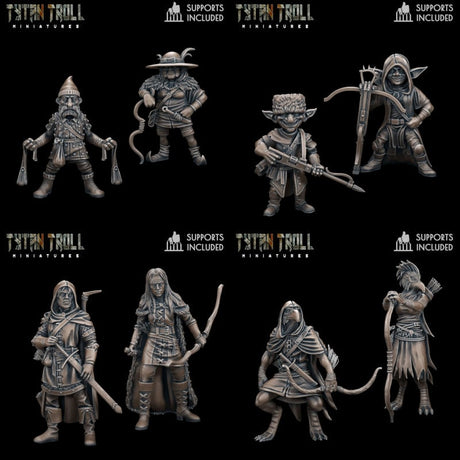 Ranger Heroes Miniature | set of 8 - Tabletop RPG & D&D miniature. Perfect for wargaming & collectors