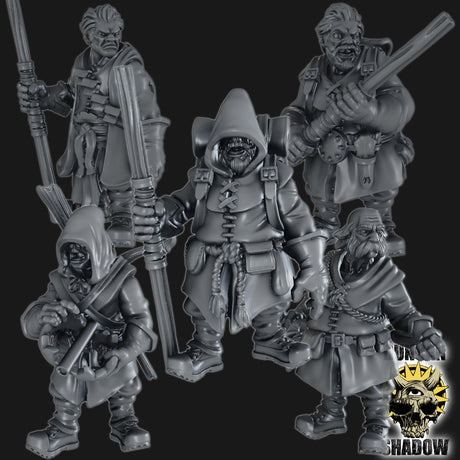 Ranger Woodsman Miniature | Set of 5 - Tabletop RPG & D&D miniature. Perfect for wargaming & collectors