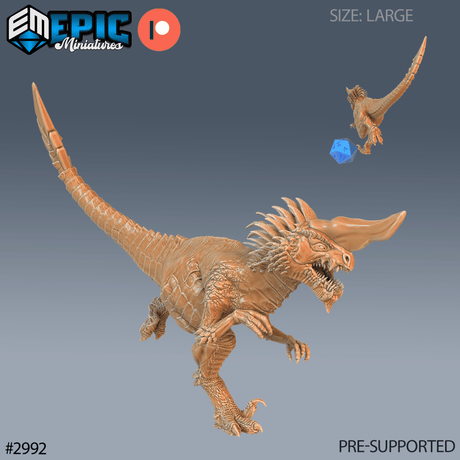 Raptor Dino Miniature | B - Tabletop RPG & D&D miniature. Perfect for wargaming & collectors