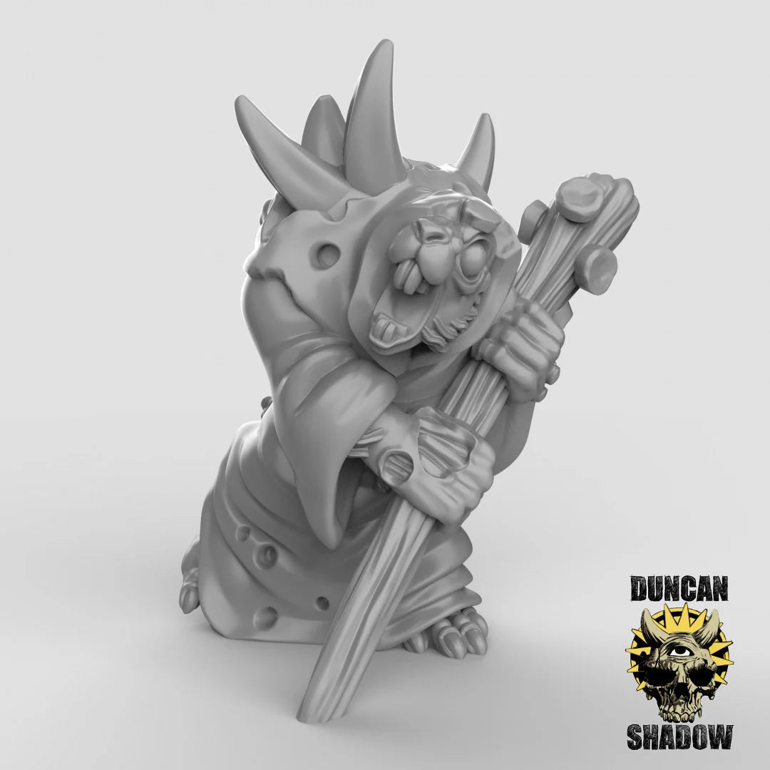 Ratfolk plague monk Miniature | A - Tabletop RPG & D&D miniature. Perfect for wargaming & collectors