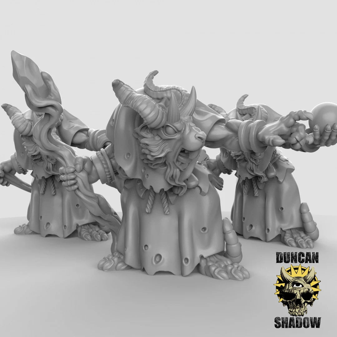 Rafolk warlock Leader miniatures | Set of 3 - Tabletop RPG & D&D miniature. Perfect for wargaming & collectors