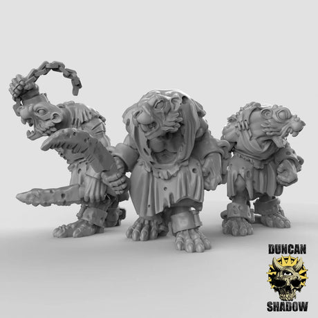 Ratfolk slavers Miniature | Set of 3 - Tabletop RPG & D&D miniature. Perfect for wargaming & collectors