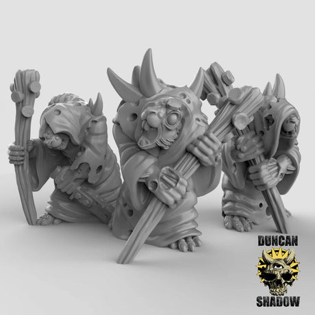 Ratfolk plague monk Miniature | Set of 3 - Tabletop RPG & D&D miniature. Perfect for wargaming & collectors