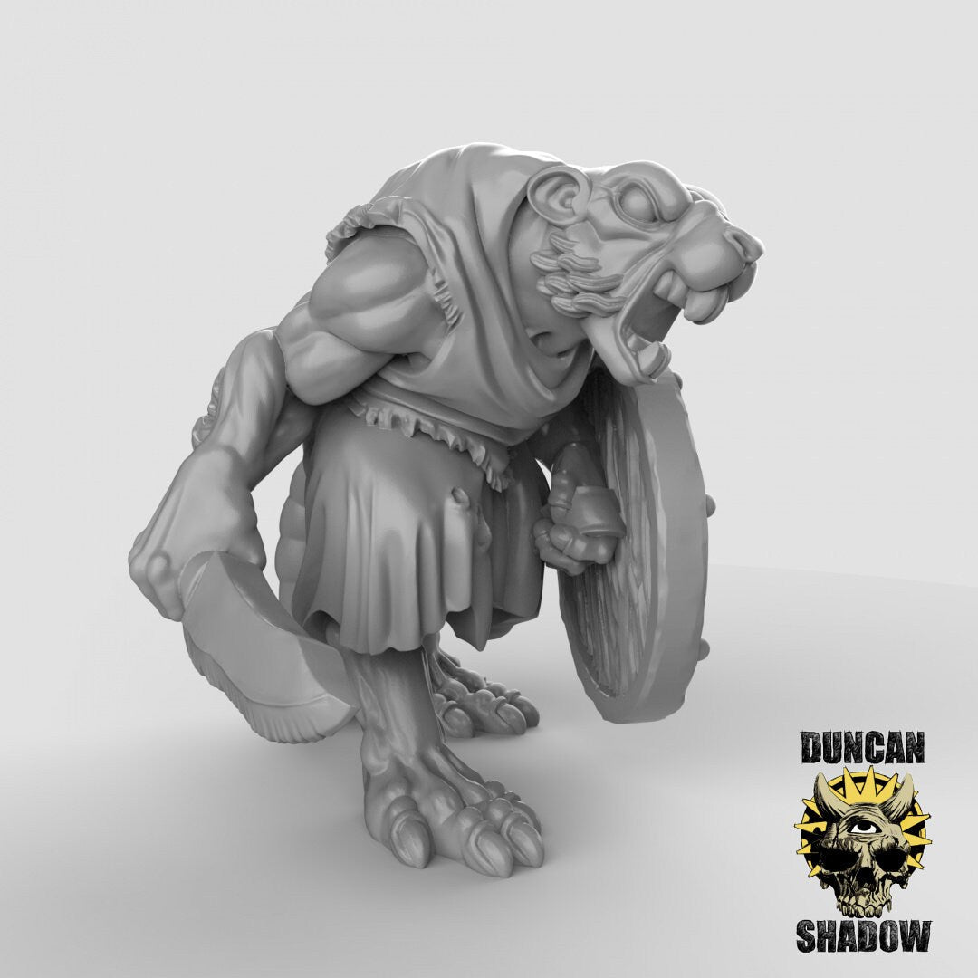 Sewer Rat Folk Miniature | B - Tabletop RPG & D&D miniature. Perfect for wargaming & collectors