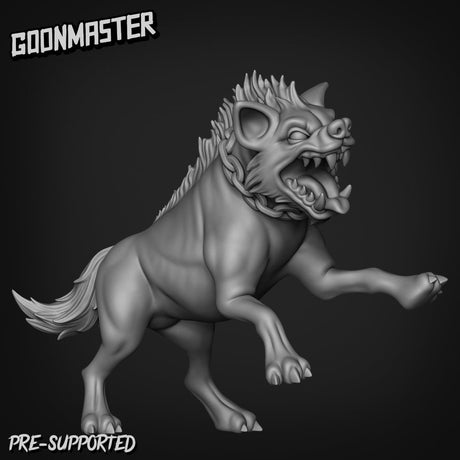 Gnoll Leader & Hyenas Miniature | C - Tabletop RPG & D&D miniature. Perfect for wargaming & collectors