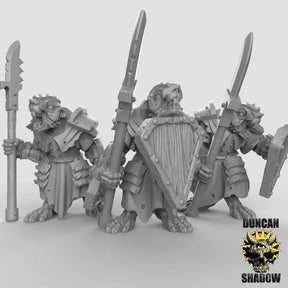Rat Folk Elite Guards Miniature | Set of 3 - Tabletop RPG & D&D miniature. Perfect for wargaming & collectors