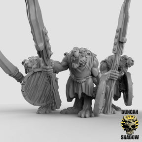 Sewer Rat Folk Spearmen Miniature | Set of 3 - Tabletop RPG & D&D miniature. Perfect for wargaming & collectors