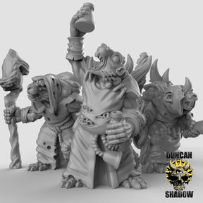 Rat folk Necromancers Miniature | Set of 3 - Tabletop RPG & D&D miniature. Perfect for wargaming & collectors