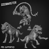 Gnoll Leader & Hyenas Miniature | Set of 3 - Tabletop RPG & D&D miniature. Perfect for wargaming & collectors