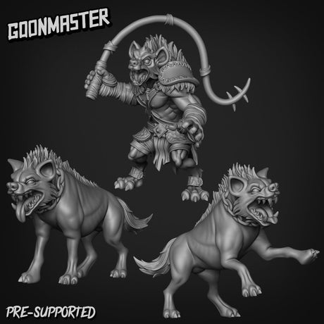 Gnoll Leader & Hyenas Miniature | Set of 3 - Tabletop RPG & D&D miniature. Perfect for wargaming & collectors