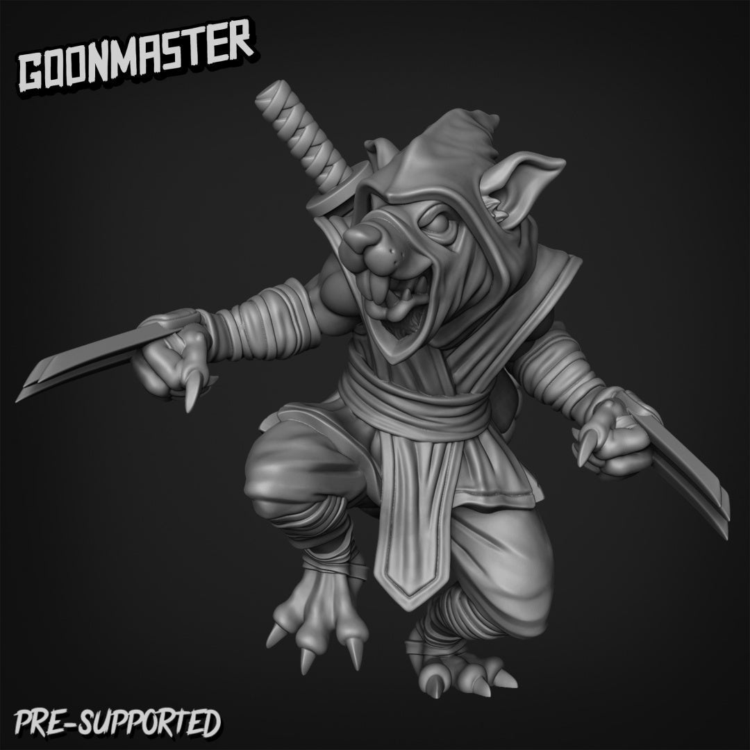 Rat Folk Ninja Miniature | B - Tabletop RPG & D&D miniature. Perfect for wargaming & collectors