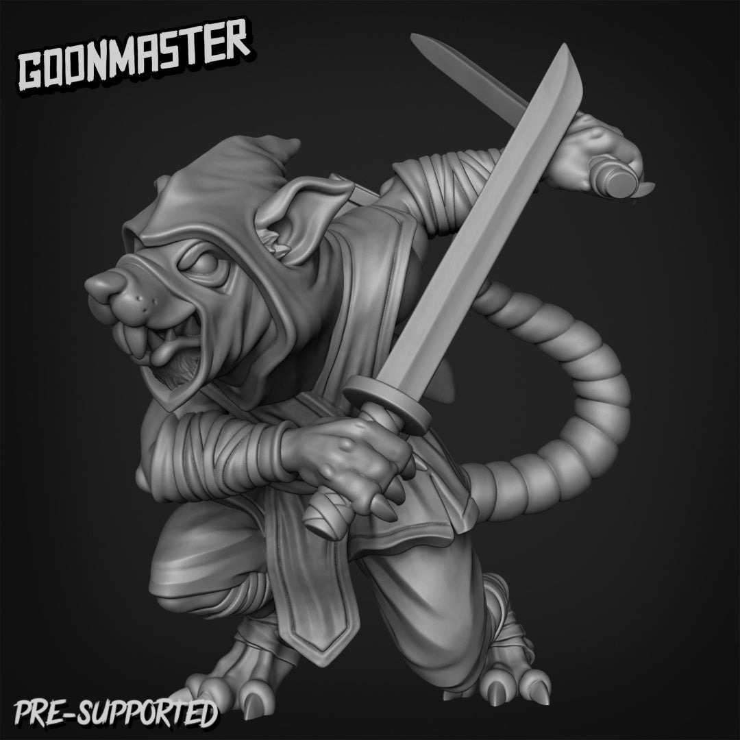 Rat Folk Ninja Miniature | D - Tabletop RPG & D&D miniature. Perfect for wargaming & collectors
