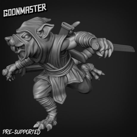 Rat Folk Ninja Miniature | F - Tabletop RPG & D&D miniature. Perfect for wargaming & collectors