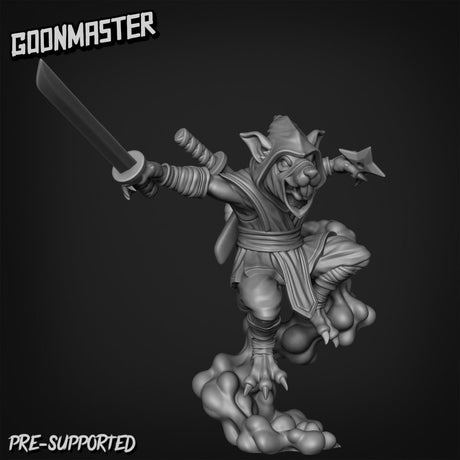 Rat Folk Ninja Miniature | H - Tabletop RPG & D&D miniature. Perfect for wargaming & collectors