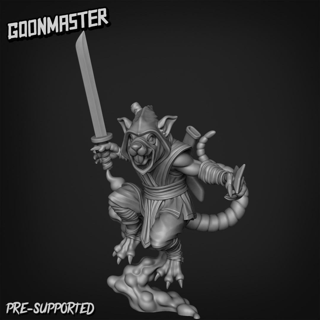 Rat Folk Ninja Miniature | I - Tabletop RPG & D&D miniature. Perfect for wargaming & collectors