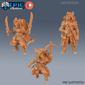 Rat Folk Rogue Miniature | Set of 3 - Tabletop RPG & D&D miniature. Perfect for wargaming & collectors