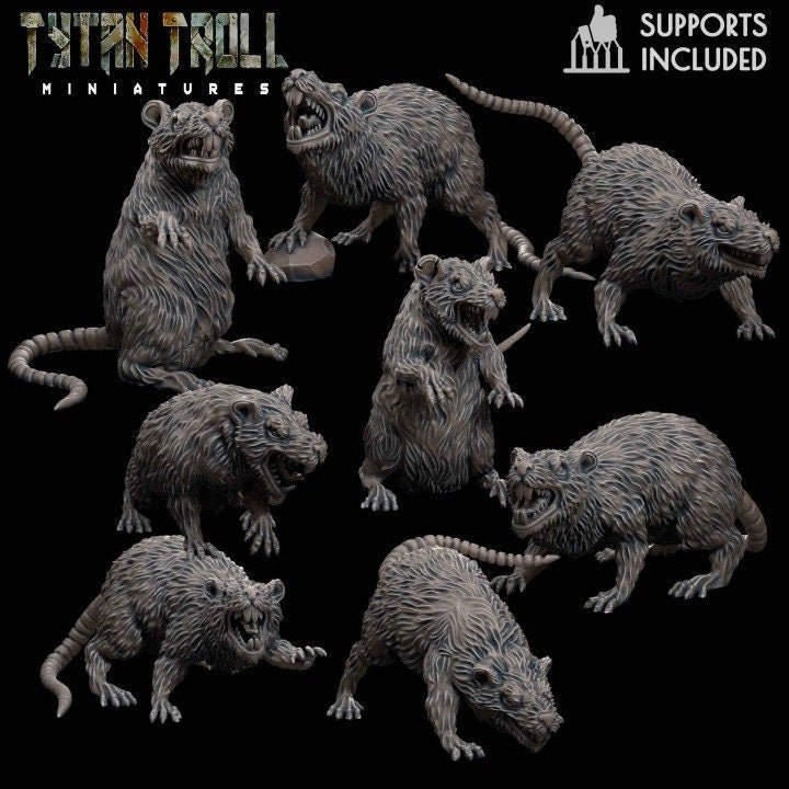 Rat Miniature bundle | Full Set All Models - Tabletop RPG & D&D miniature. Perfect for wargaming & collectors