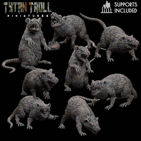 Rat Miniature bundle | Full Set All Models - Tabletop RPG & D&D miniature. Perfect for wargaming & collectors