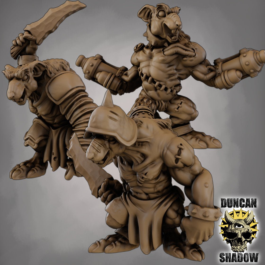 Rat Ogres Miniature | Set of 3 - Tabletop RPG & D&D miniature. Perfect for wargaming & collectors