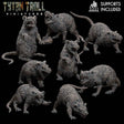 Rat Swarm Miniature | set of 8 - Tabletop RPG & D&D miniature. Perfect for wargaming & collectors