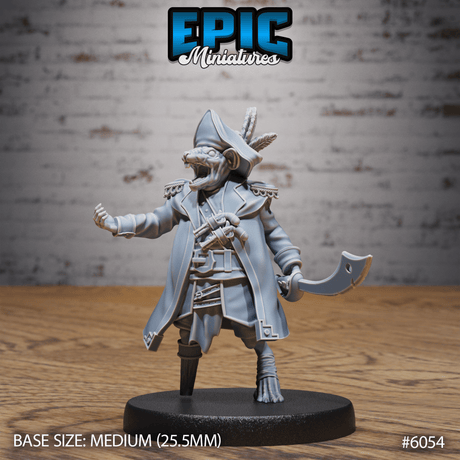 Ratfolk Pirate Captain Miniature | A - Tabletop RPG & D&D miniature. Perfect for wargaming & collectors