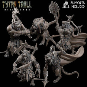 Ratmen Swarm Miniature | Set of 5 - Tabletop RPG & D&D miniature. Perfect for wargaming & collectors