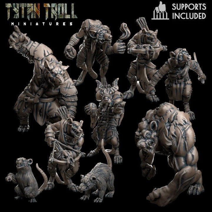 Ratmen Swarm Miniature - Set of 9 - 28mm