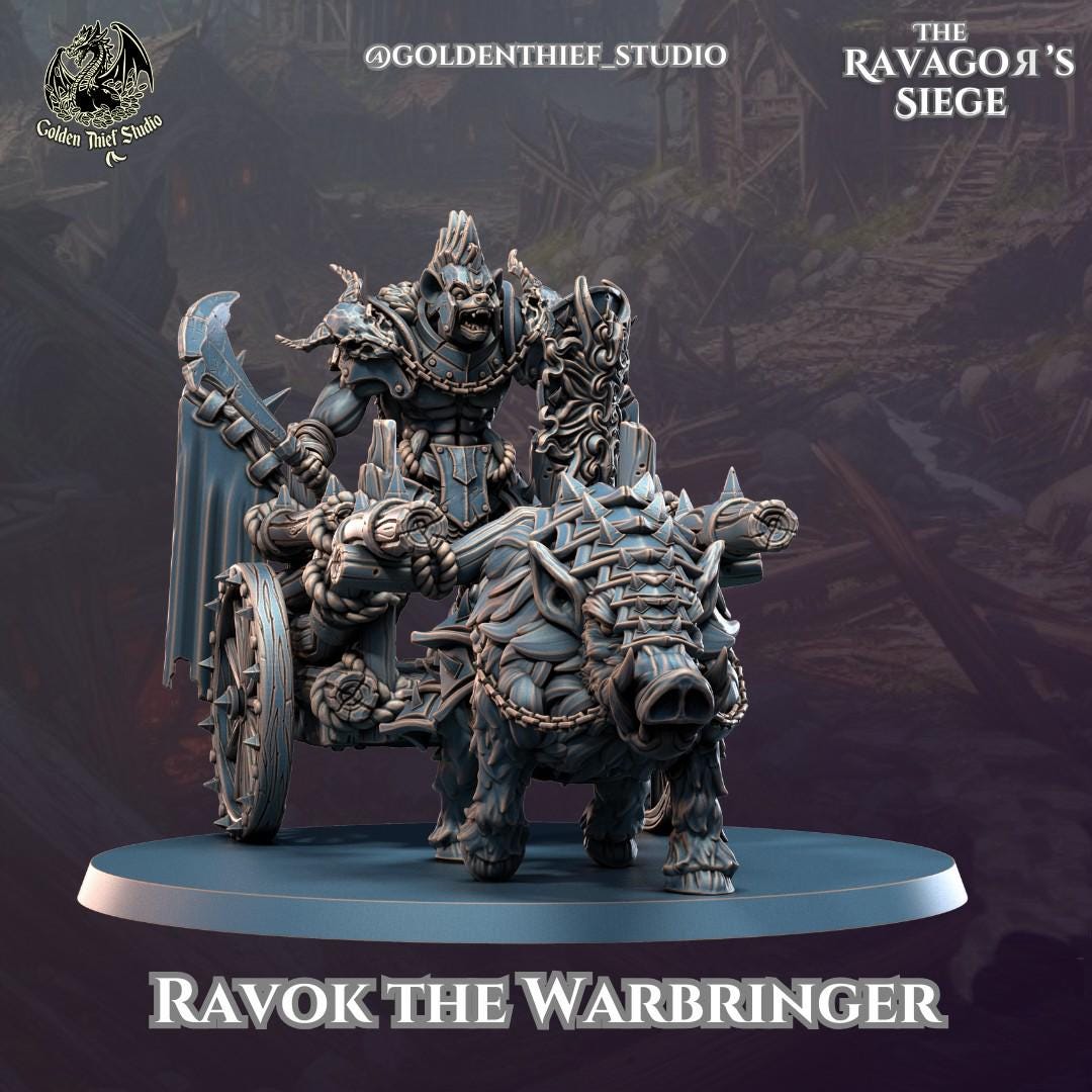 Ravok The Warbringer Gnolls Miniature | Ravok! - Tabletop RPG & D&D miniature. Perfect for wargaming & collectors