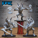 Red Demon Miniature | Set of 3 - Tabletop RPG & D&D miniature. Perfect for wargaming & collectors
