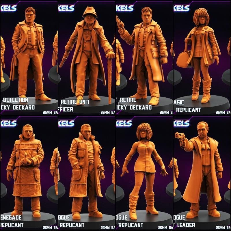 Replicants and Runners Miniature | Full Set All Models - Tabletop RPG & D&D miniature. Perfect for wargaming & collectors