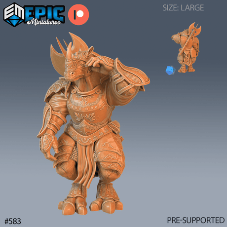 Rhino Champion Miniature | A - Tabletop RPG & D&D miniature. Perfect for wargaming & collectors