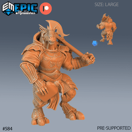 Rhino Champion Miniature | B - Tabletop RPG & D&D miniature. Perfect for wargaming & collectors