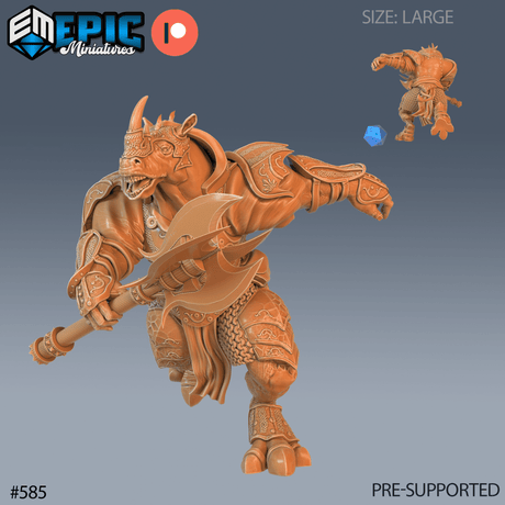 Rhino Champion Miniature | C - Tabletop RPG & D&D miniature. Perfect for wargaming & collectors