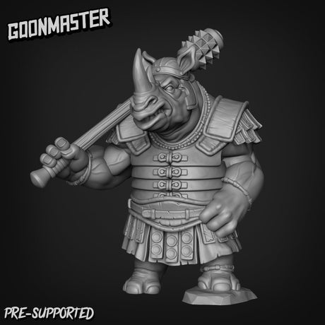 RhinoFolk Fighter Miniature | A - Tabletop RPG & D&D miniature. Perfect for wargaming & collectors