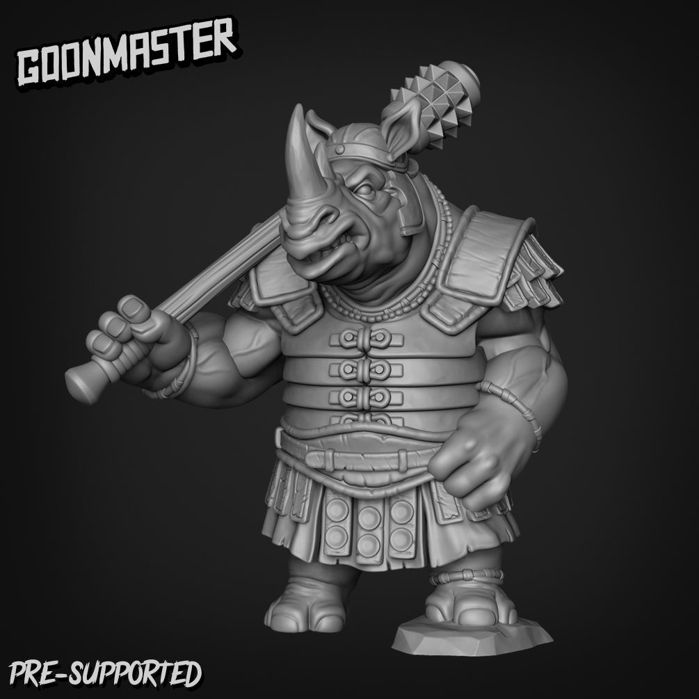 RhinoFolk Fighter Miniature | A - Tabletop RPG & D&D miniature. Perfect for wargaming & collectors