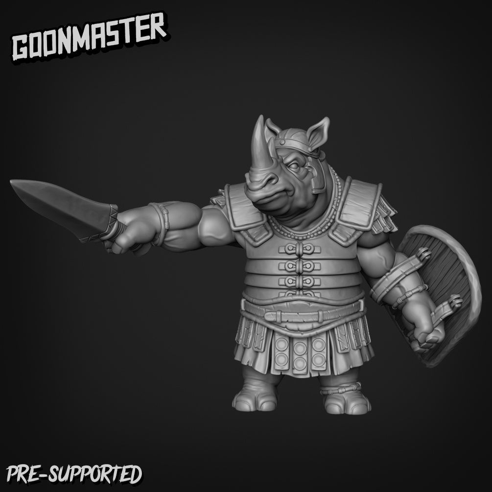 RhinoFolk Fighter Miniature - B - 32mm