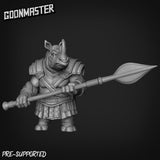 RhinoFolk Fighter Miniature | C - Tabletop RPG & D&D miniature. Perfect for wargaming & collectors