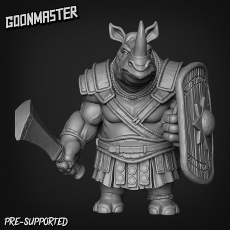RhinoFolk Fighter Miniature set 2 | C - Tabletop RPG & D&D miniature. Perfect for wargaming & collectors