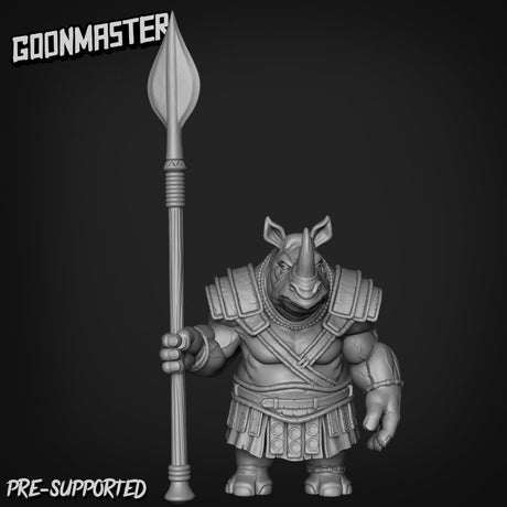 RhinoFolk Fighter Miniature set 2 | E - Tabletop RPG & D&D miniature. Perfect for wargaming & collectors
