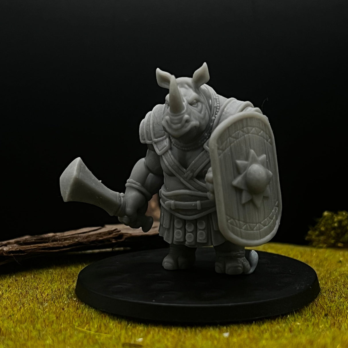 RhinoFolk Fighter Miniature | Set of 4 - Tabletop RPG & D&D miniature. Perfect for wargaming & collectors