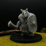RhinoFolk Fighter Miniature | Set of 4 - Tabletop RPG & D&D miniature. Perfect for wargaming & collectors