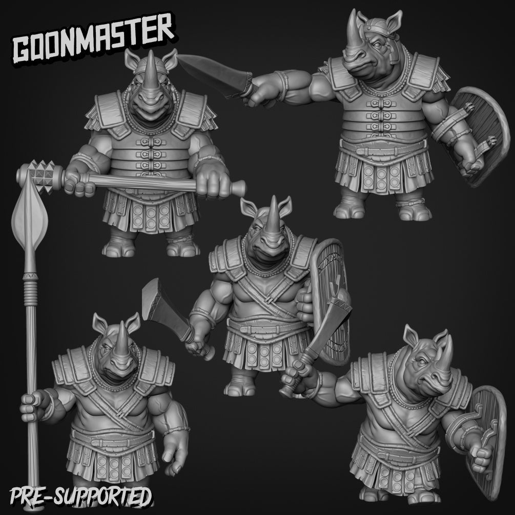 RhinoFolk Fighter Miniature - Set of 5 - 32mm