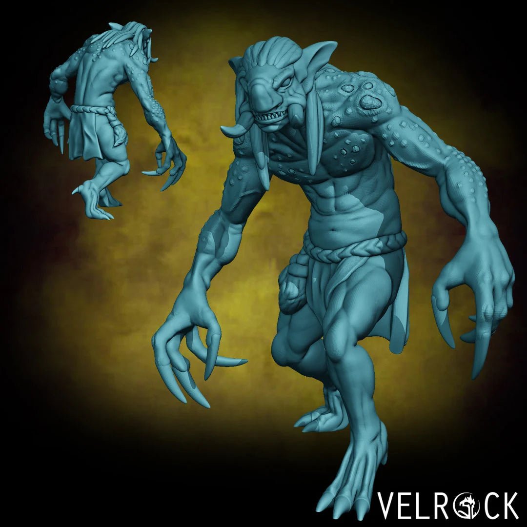 River Trolls Miniature | Right - Tabletop RPG & D&D miniature. Perfect for wargaming & collectors